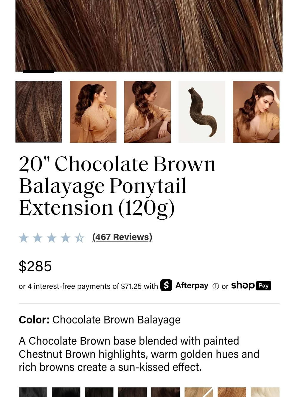Neutral Brown Balayage Ponytail Extension - 20